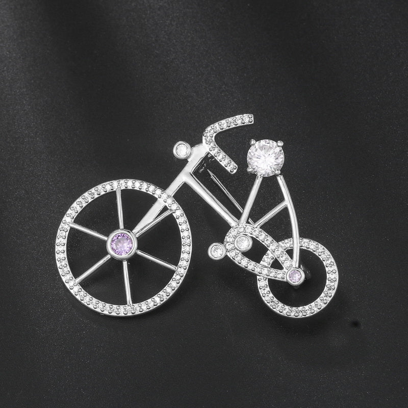 Bike brooch with zircons