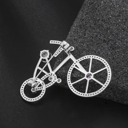 Bike brooch with zircons