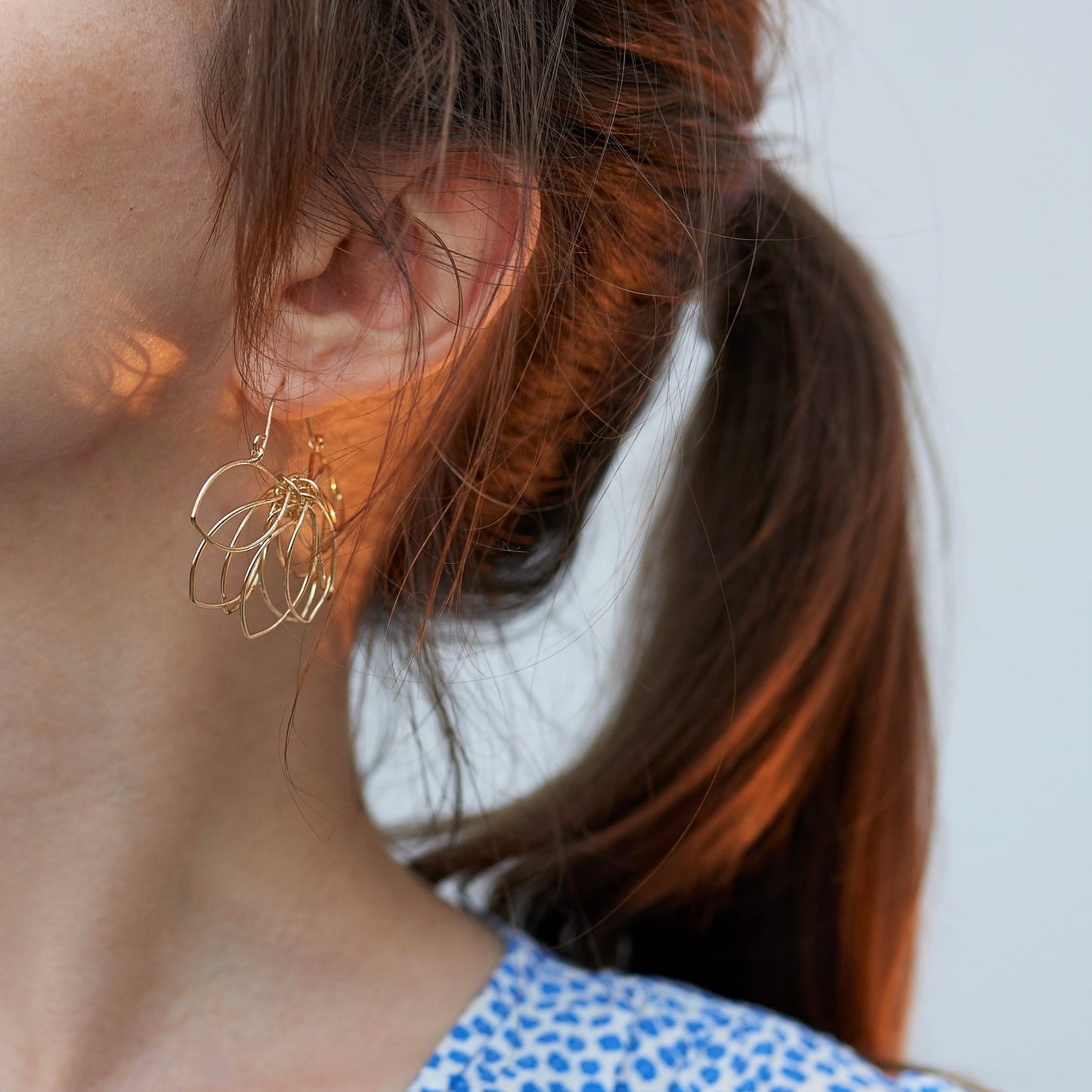 Beautiful earrings in the shape of flowers