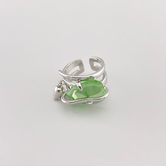 ring with green crystal