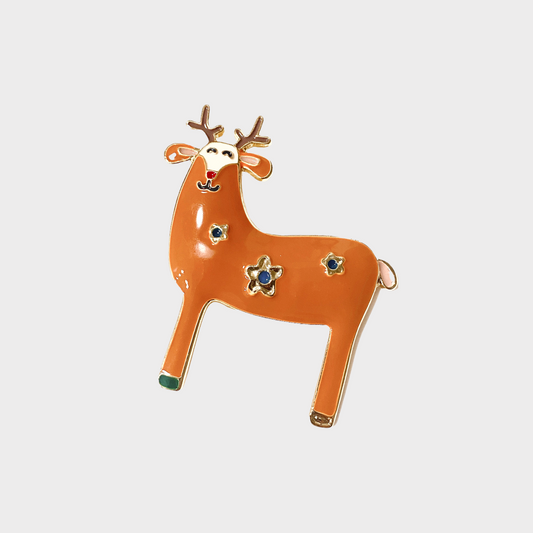 Deer brooch with enamel
