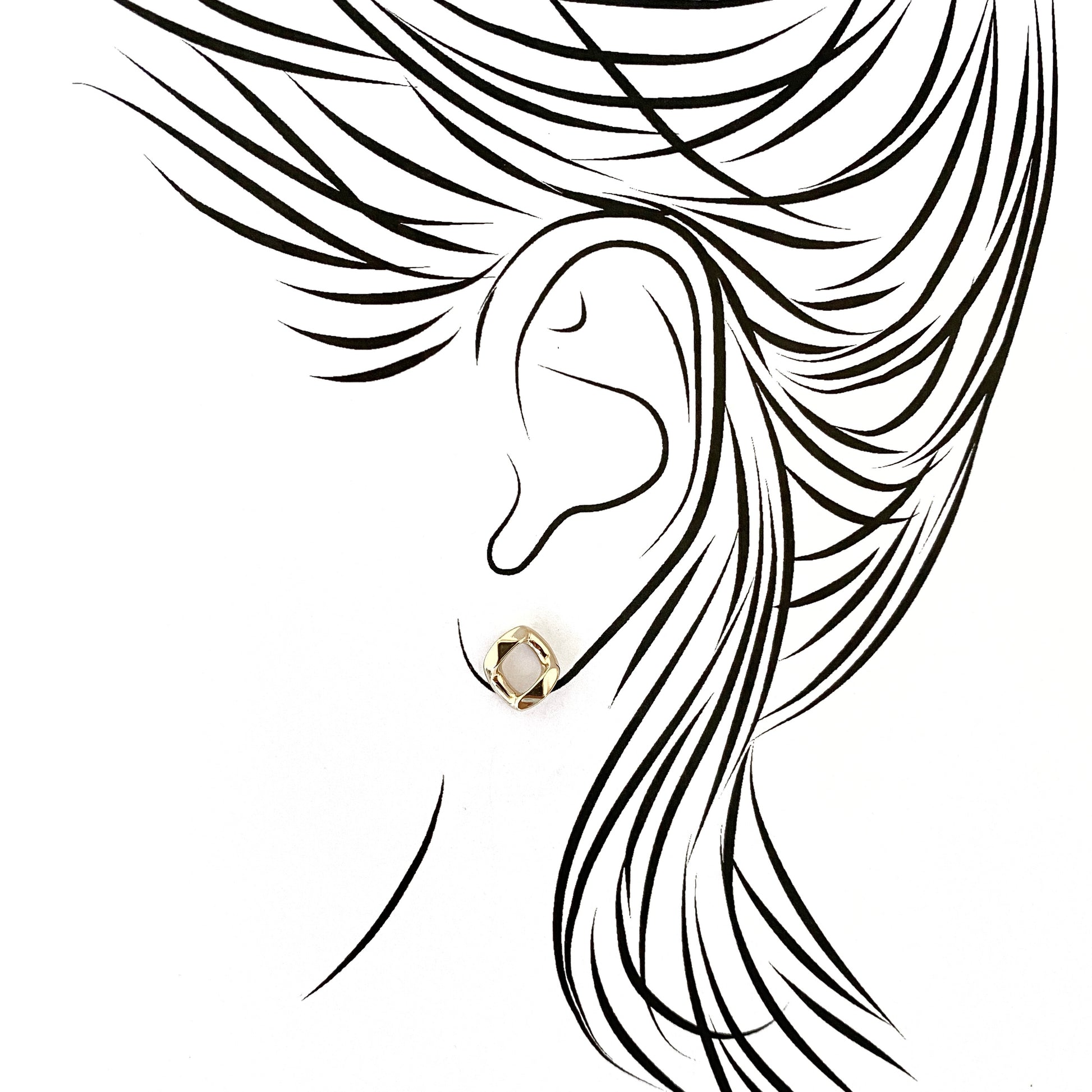 Gold-plated geometric earrings with open square design and polished shine
