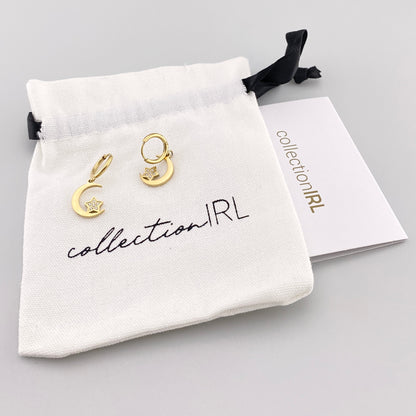 IRL Creolen mit Halbmond und Stern, feine Zirkoniasteinchen, eleganter Glanz